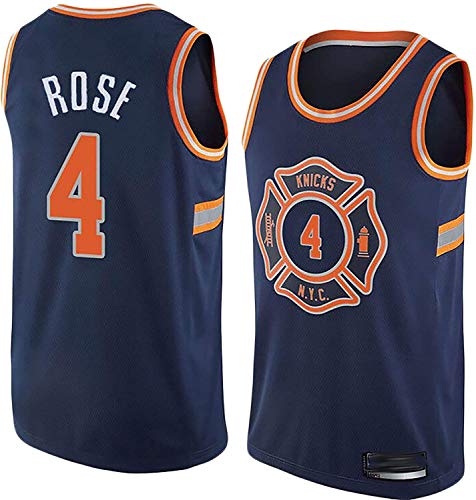 CXJ Basketball NBA Jerseys - NBA New York Knicks # 4 Derrick Rose Men's Jerseys - Fan Edition Unisex Sin Mangas Sudadera Camiseta Chalecos,B,L(175~180CM/75~85KG)