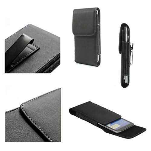 DFV mobile - Leather Flip Belt Clip Metal Case Holster Vertical para iPhone 12 (2020) - Black