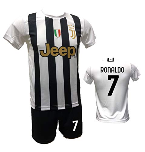 DND DI D'ANDOLFO CIRO Home Ronaldo 7 CR7 - Conjunto de fútbol, camiseta blanca y pantalón corto con número 7, estampado réplica autorizada 2020-2021, tallas de niño y adulto, blanco, 12 años