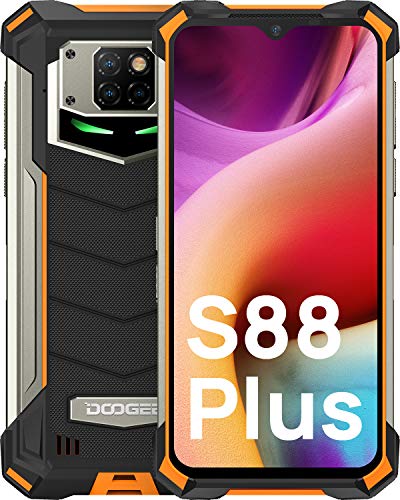 DOOGEE S88 Plus [2021] Móvil Resistente 10000mAh Batería, 8GB+128GB Moviles Antigolpes, Cámara Triples 48MP IP68 IP69K Smartphone Resistente Agua y Golpes, 6.3”FHD, 24W Carga Rápida, LED/NFC, Naranja