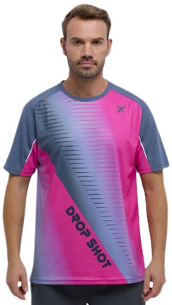 DROP SHOT Graphito Camiseta Técnica de Tenis, Hombre, Gris, L