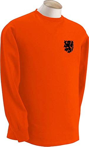 Dutch Holanda Países bajos Equipo De Fútbol Retro De Manga Larga Camiseta - Todas Las Tallas - algodón, Naranja, 100% algodón, Hombre, Medium