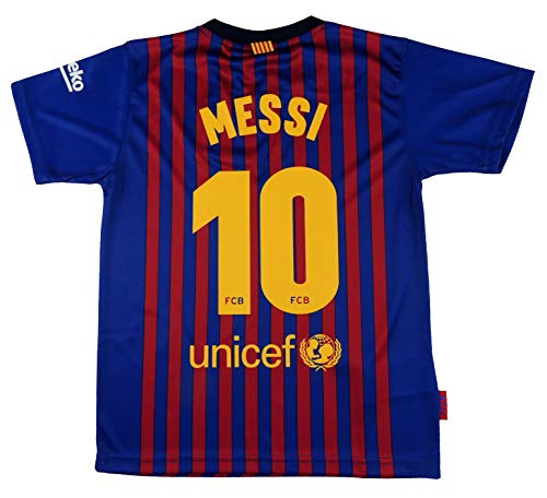 FC. Barcelona Camiseta Réplica Infantil Primera Equipación 2018/2019 - Dorsal Messi 10 - Producto Bajo Licencia (14 años)