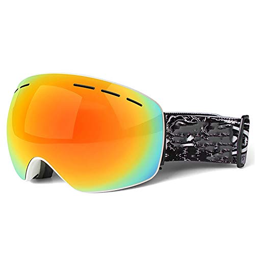 FGGTMO Gafas de esquí de Nieve, esquí Snowboard Gafas de protección UV400 de Doble Lente con Anti Niebla, Hombres, Mujeres, Compatible con Casco, de Deporte al Aire Libre (Color : Red)