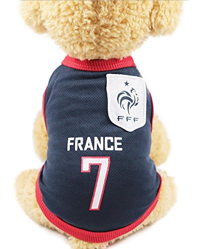 FishBabe Camiseta de la Copa del Mundo de Perros Mascotas Fútbol Jersey Deportes Equipo Nacional Chaleco Gato Verano Ropa Francia X-
