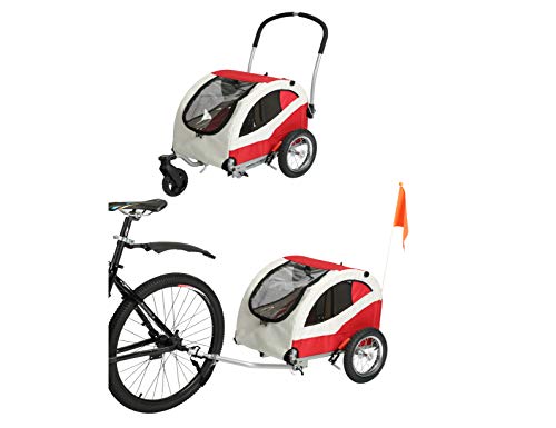 Fiximaster Leonpets Pet Carry de 2 en 1 pequeño perro de mascotas remolque de bicicleta y cochecito con freno 10404 rojo/gris