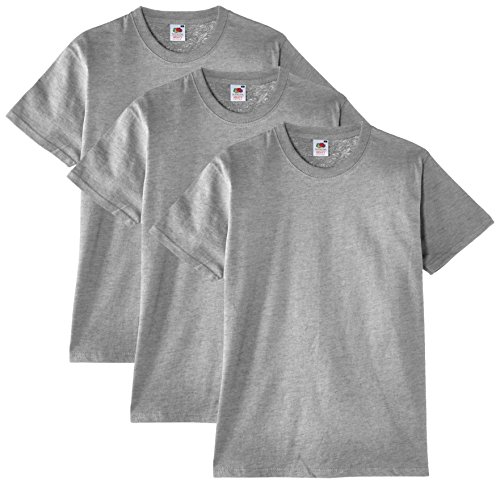 Fruit of the Loom Heavy Cotton Tee Shirt 3 Pack, Camiseta de Manga Corta Para Hombre, Gris (Erika-Grau), Medium