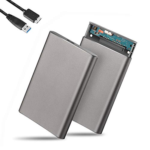 GeekerChip Caja Externo para Disco Duro de 2.5",Caja Disco Duro Externo in Metal de HDD SSD SATA I/II/III,Carcasa Disco Duro con Cable USB 3.0,Sopporta UASP(Gris)