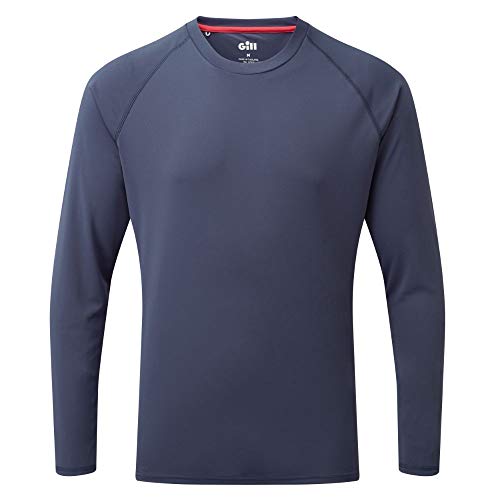 Gill Camiseta de Pesca de Secado rápido con Cuello Redondo UV Tec para Hombre, Color océano, M
