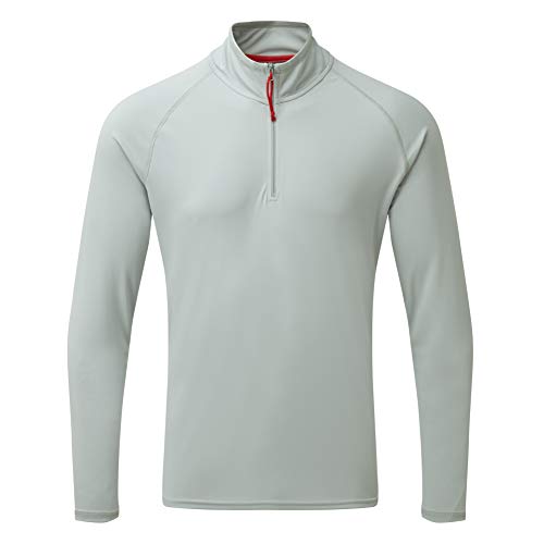 Gill Camiseta de Pesca de Secado rápido con Cuello y Cremallera UV Tec para Hombre, Color Gris Medio, XL (UV009GXL)