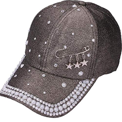 Gorra de béisbol Nueva Perla Gorra de las Mujeres de la Novedad Sombrero de Diseño Personalizado de Estrella Anillos Pin Patrón Tapas Ajustable Oscuro Dorado