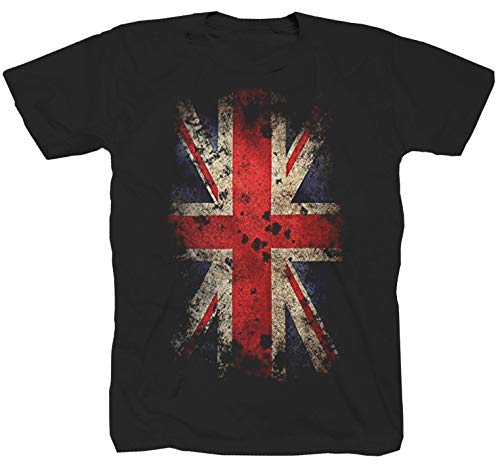 Great Britain UK Queen - Camiseta, diseño de bandera del Reino Unido, color negro Negro XXXL
