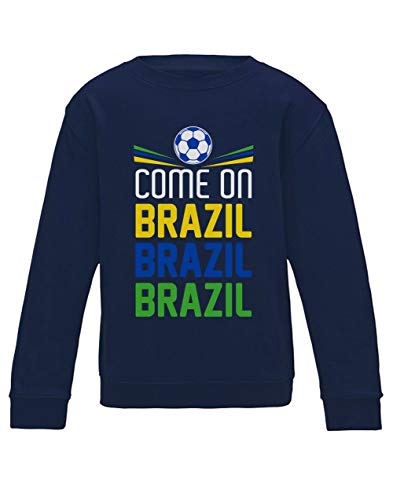 Green Turtle T-Shirts Sudadera para niños - Vamos Brasil - Apoya a la Selección Brasil en el Mundial de Fútbol! 7/8 Años 122/128cm Azul Oscuro