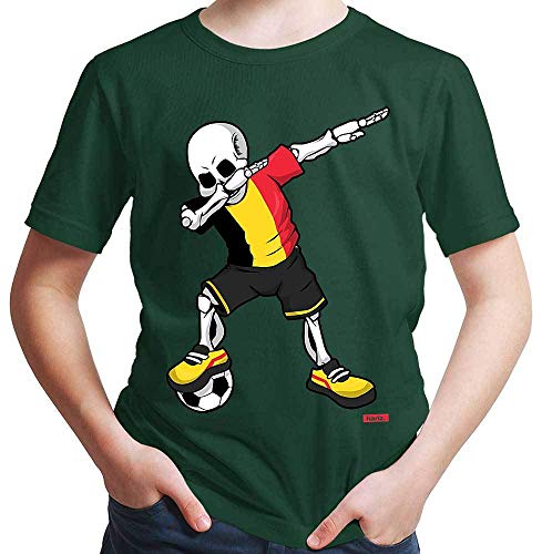 Hariz - Camiseta de fútbol para niño, diseño de esqueleto de Bélgica verde oscuro 8 años