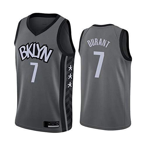 HS-XP Jerseys De Baloncesto para Hombres - NBA Brooklyn Nets # 7 Kevin Durant, Sin Mangas Transpirable Malla Entrenamiento Deportes Ropa Camiseta,Gris,S (165~170cm)