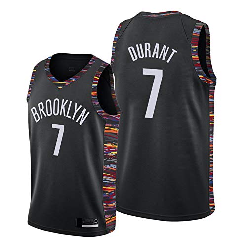 HS-XP Men's City Edition Basketball Jersey - NBA Brooklyn Nets # 7 Kevin Durant Mess Camiseta Baloncesto Transpirable Chaleco,Negro,L(175~180cm)