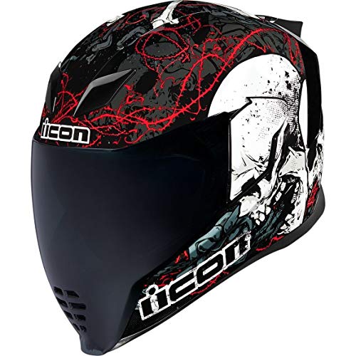 Icon Airflite Skull 18 - Casco integral para moto, color negro brillante