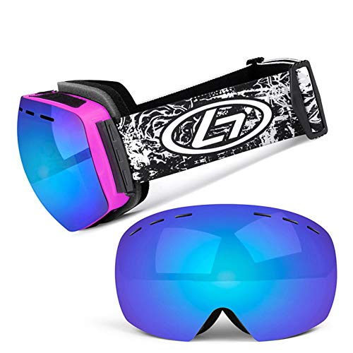 INVERNO Gafas de Esquí, Máscara Gafas Esqui Snowboard Nieve Espejo para Hombre Mujer Adultos Jóvenes OTG Compatible con Casco,Anti Niebla 100% Protección UV Gafas de Ventiscablue Powder