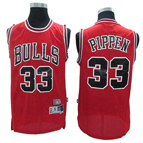 Jersey Retro para Hombre - NBA Basketball Chicago Bulls # 33 Scottie Pippen # Seco Rápido Transpirable Gimnasio Deportivo Camiseta Sin Mangas,Rojo,L (175~180cm)