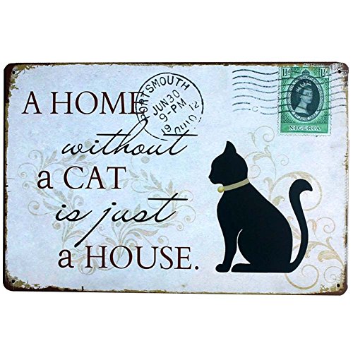 Kentop - Cartel de chapa retro con diseño de gatos, cartel de pared de metal, cartel de publicidad, cartel de pared para bar, café, tienda, casa, pared