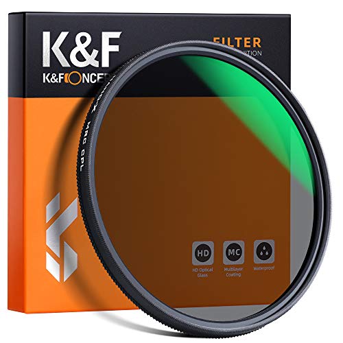 K&F Concept Filtro polarizador CPL Slim 82mm Vidrio Alemán Schott con 18 Capas Recubrimiento Multirresistente y Funda.