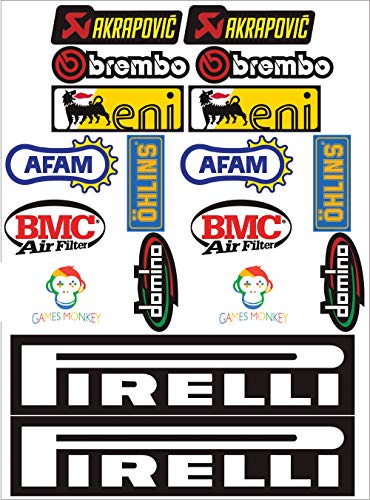 Kit de pegatinas, patrocinador técnico, para moto, 18 unidades - SBK, Honda, Yamaha, Ducati, Suzuki, BMW, Aprilia