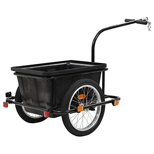 lahomie- Carro de mano de transporte, remolque de bicicleta para transporte de mercancías, negro, 50 l