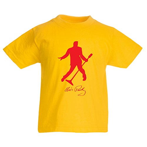 lepni.me Camiseta para Niño/Niña Me Encanta el King of Rock and Roll, 50s, 60s, 70s, Music Fan (9-11 Years Amarillo Rojo)