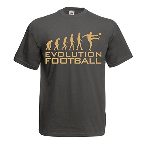 lepni.me Camisetas Hombre La evolución del fútbol - Camiseta de fanático del Equipo de fútbol de la Copa Mundial (X-Large Grafito Oro)