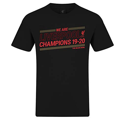 Liverpool FC - Camiseta Oficial para Hombre/niño - Campeones de la Premier League 2019/20 - Negro - XXL