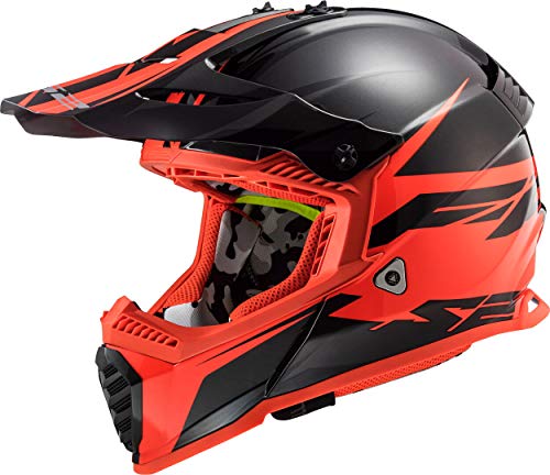 LS2 - Casco de Moto Cross Fast EVO Roar Negro Mate Rojo, XS