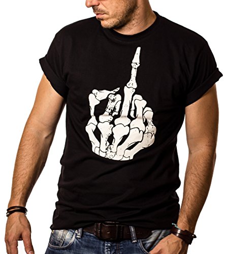MAKAYA Ropa Gotica Hombre - Camiseta Negra Dedo Joder M