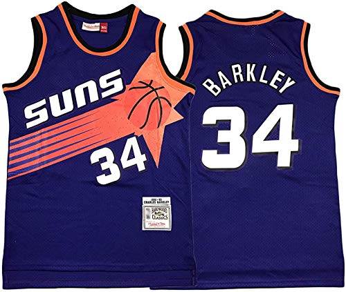 Men's NBA Jersey, Phoenix Suns Barkley # 34 Fan Jersey Retro Bordado Malla Baloncesto Entrenamiento Ropa Sin Mangas Camisetas Sin Mangas,B,S