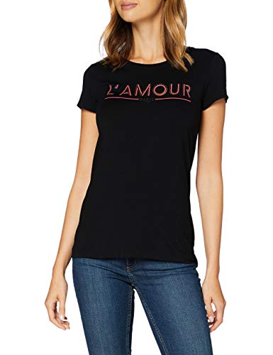 Morgan Tshirt Message Amour Drisa Camiseta, Negro, TL para Mujer
