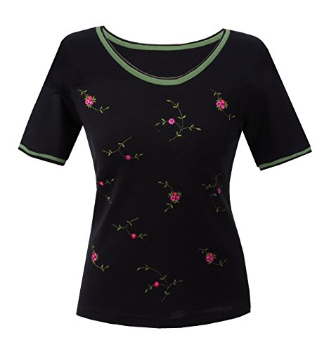 Moschen-Bayern Camiseta para mujer, diseño de ciervo, color blanco, rojo, negro, rosa, azul 555312-negro 38