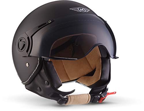 MOTO Helmets H44 - Helmet Casco de Moto, Negro/Mate Negro, XS (53-54cm)