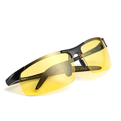 Myiaur Gafas polarizadas HD de la visión nocturna de Deportivas Style para conducir las gafas de sol antideslumbrantes de la lente amarilla 100% UVA UVB protection (negro, Amarillo)