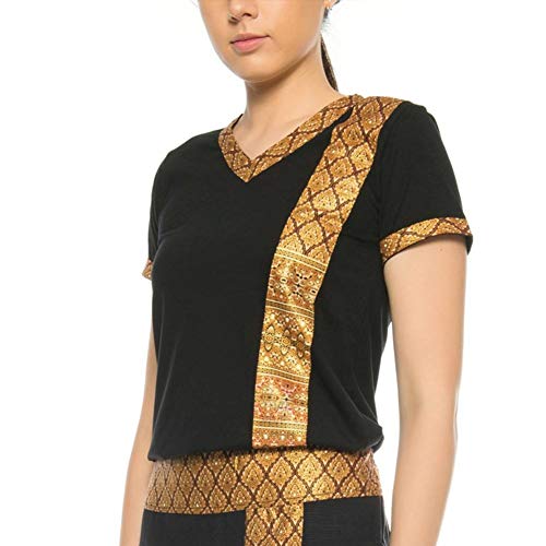MyThaiMassage Camiseta de masaje tailandés tradicional, tallas S, M, L, XL, colores: azul, blanco, negro, morado, rojo, marrón Negro M
