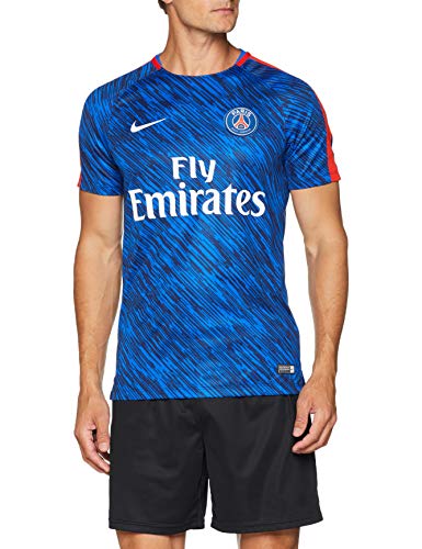 NIKE PSG M Nk Dry Sqd SS Gx - Camiseta de fútbol para Hombre, Hombre, 928076, Azul Encendido/Azul Azul/Rush Rojo/Blanco, L