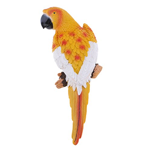 non-brand Ornamento de Patio Frontones Decorativos Casa Muñecas Pájaro de Resina Loro Colgante - 4