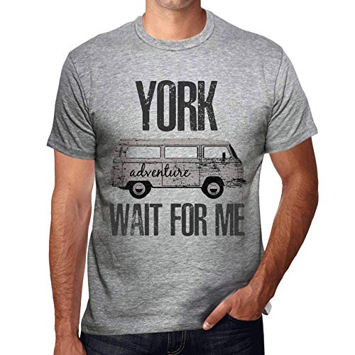 One in the City Hombre Camiseta Vintage T-Shirt Gráfico York Wait For Me Gris Moteado