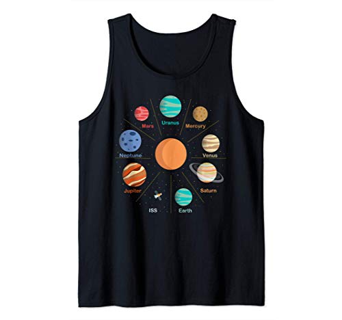 Planetas del Sistema Solar y Estación Espacial Internacional Camiseta sin Mangas