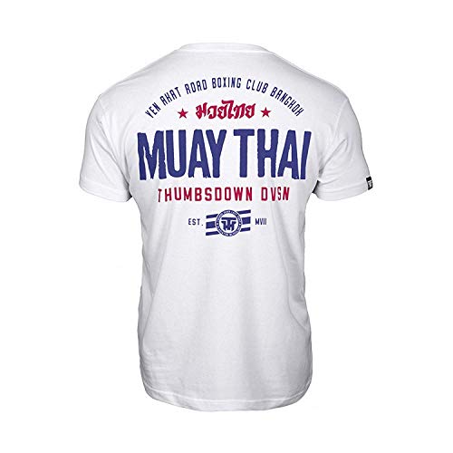 Pulgares Down Muay Tailandés Camiseta Yen akat. MMA. Gimnasio Entrenamiento. Marcial Artes Informal - Blanco, Small