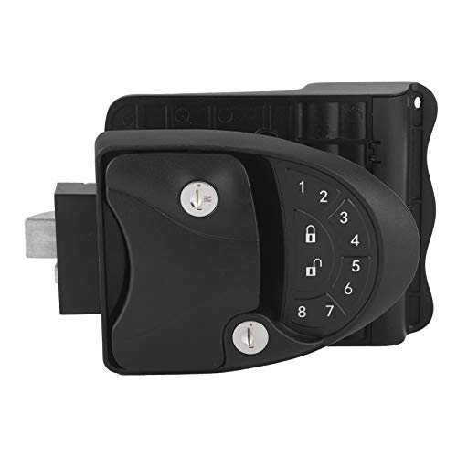 Qiilu RV cerradura de puerta de entrada sin llave, pestillo, teclado, control remoto de 20 m para caravana Camper8 (negro)