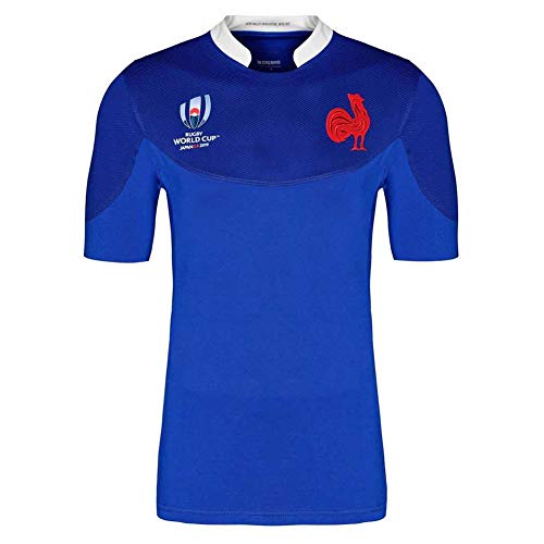 RENDONG 2018-19 Copa del Mundo Francia en Casa, Jersey de Rugby para Hombre de Las Mujeres Camiseta de Fútbol Camiseta Deportiva Casual Polo Al Aire Libre,Azul,2XL