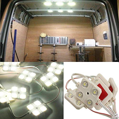 Riloer Módulos LED, Luz Interior de Coche de 12 V, Lámpara de Lectura para Furgoneta, Barco, Caravana con 40 Luces LED, Longitud 164 cm, Superbrillante