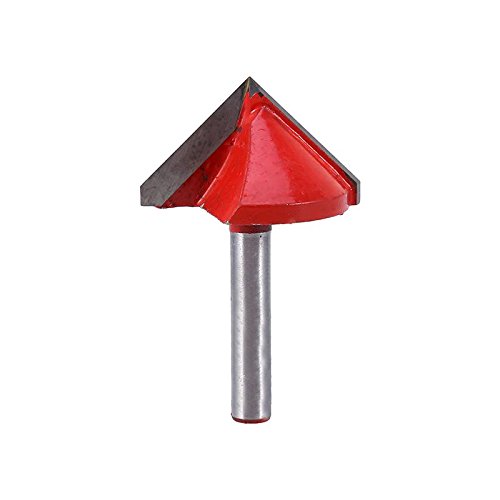Router - Molinillo de punta de acero de tungsteno con grabado CNC en V afilado, 90 grados, 6 mm, vástago de 32 mm, cortador de cartel 3D, cortador de bisel para carpintería, color rojo