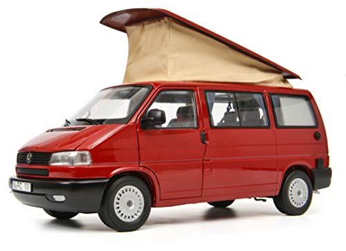 Schuco 450042000 VW T4b Camper, Westfalia, con Techo Plegable de Camping, Escala 1:18, Color Rojo