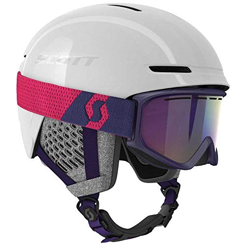 Scott Junior Track - Casco y gafas de esquí para niño, talla S, color blanco y morado
