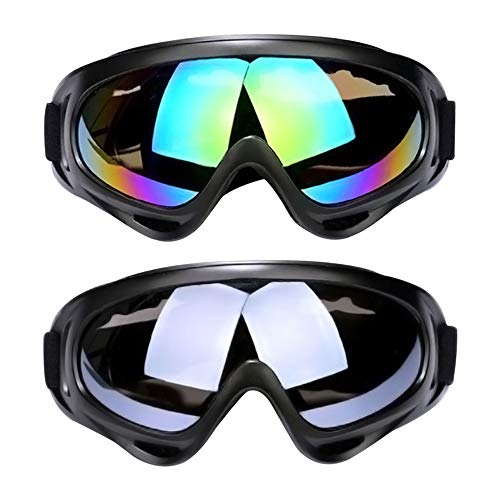 SENDILI 2-Pack Gafas de Esquí - Gafas de Esquiar para Unisexo, Resistentes al Viento, Lentes Anti-Reflejo,Talla única